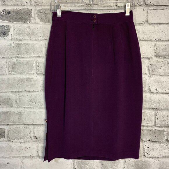 Vintage Peter Nygard Purple 100% Silk Pencil Skirt - Picture 4 of 11